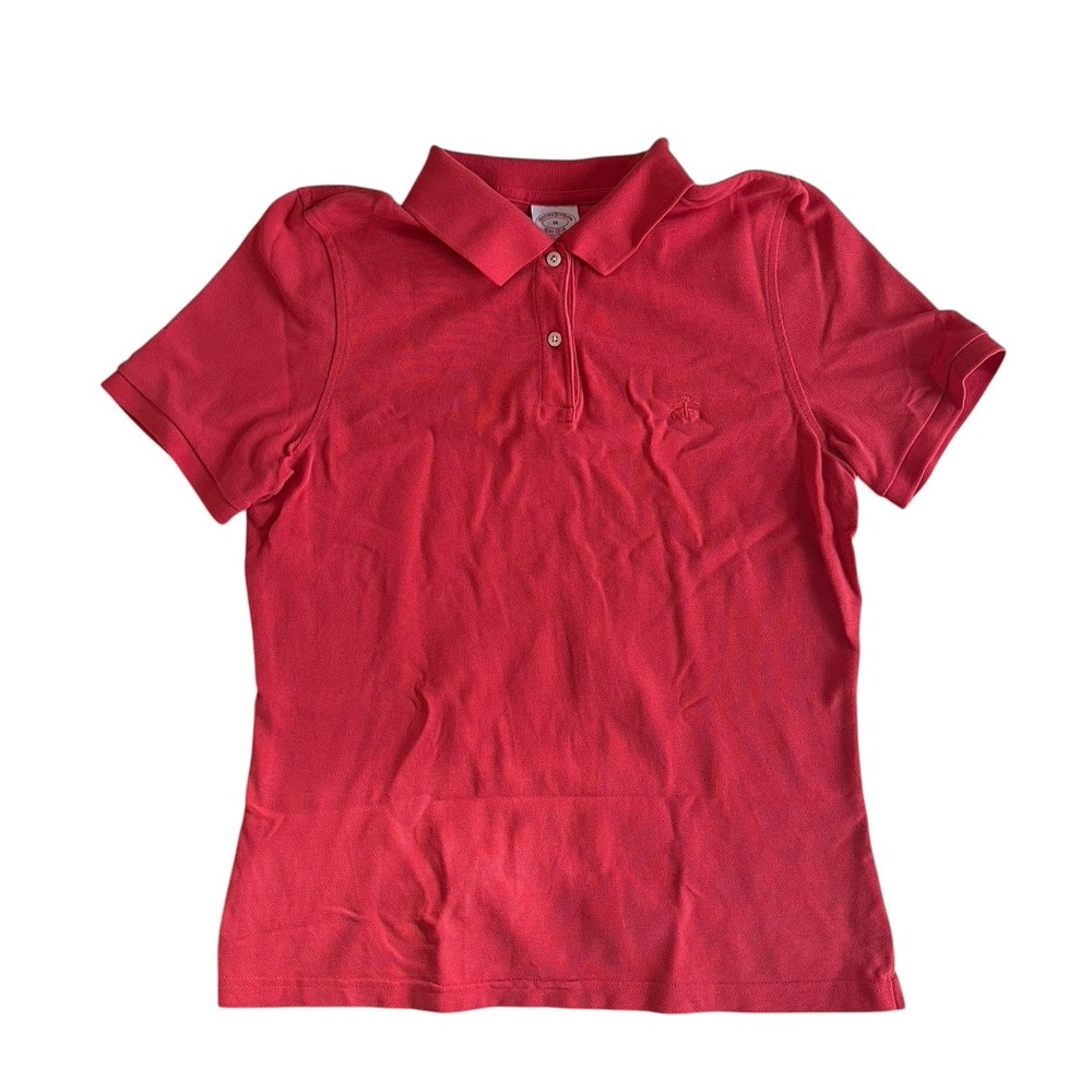Brooks Brothers Women's Size M Salmon Pink Red Polo Slim Fitted 100% Cotton
